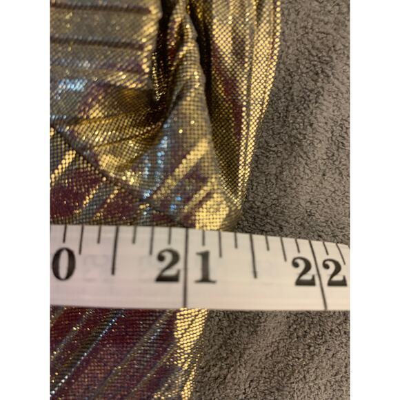 Maggy London Womens Metallic Gold Pleated Long Sleeve V Neck Dress Sz 12 Holiday - Picture 11 of 12